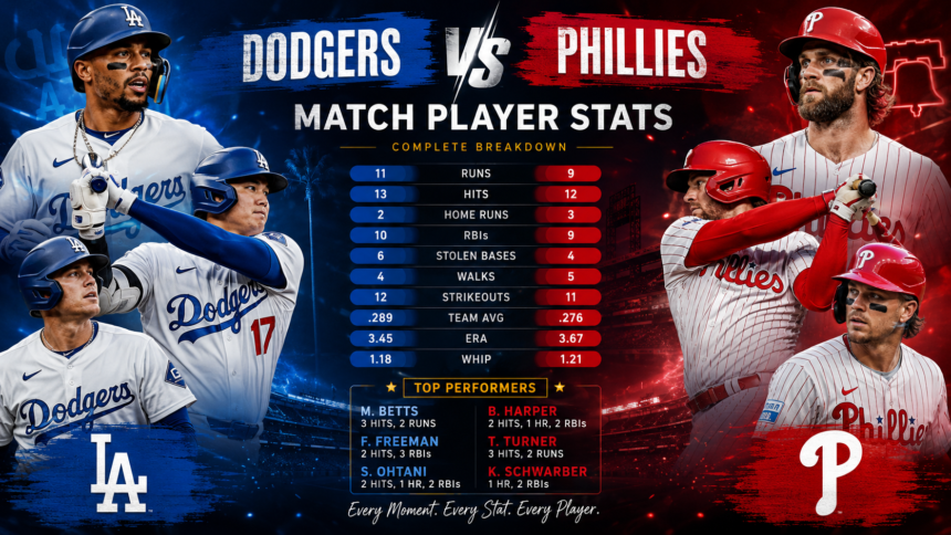 dodgers vs phillies match player stats dodgers vs phillies match player stats
