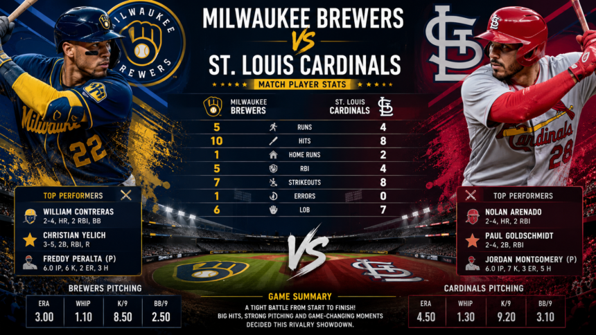 milwaukee brewers vs st. louis cardinals match player stats