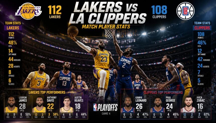 lakers vs la clippers match player stats